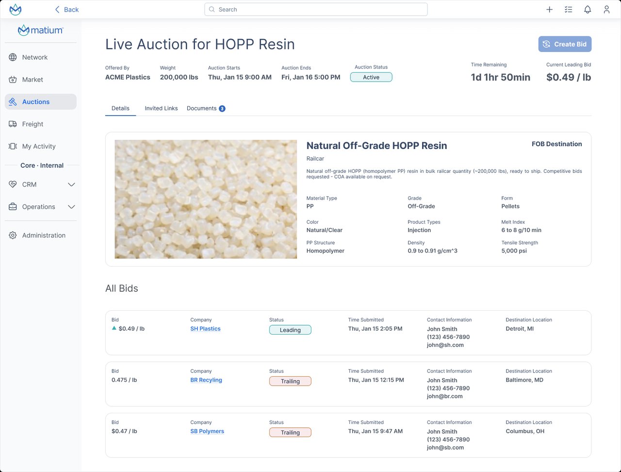 Auction bidding interface