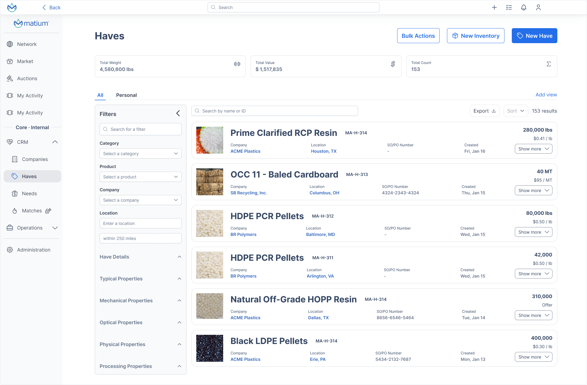 Deal management interface