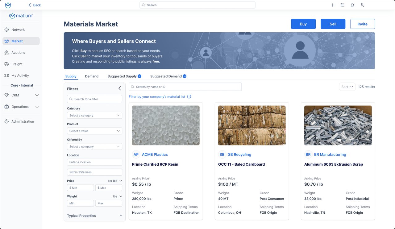 Marketplace listings interface
