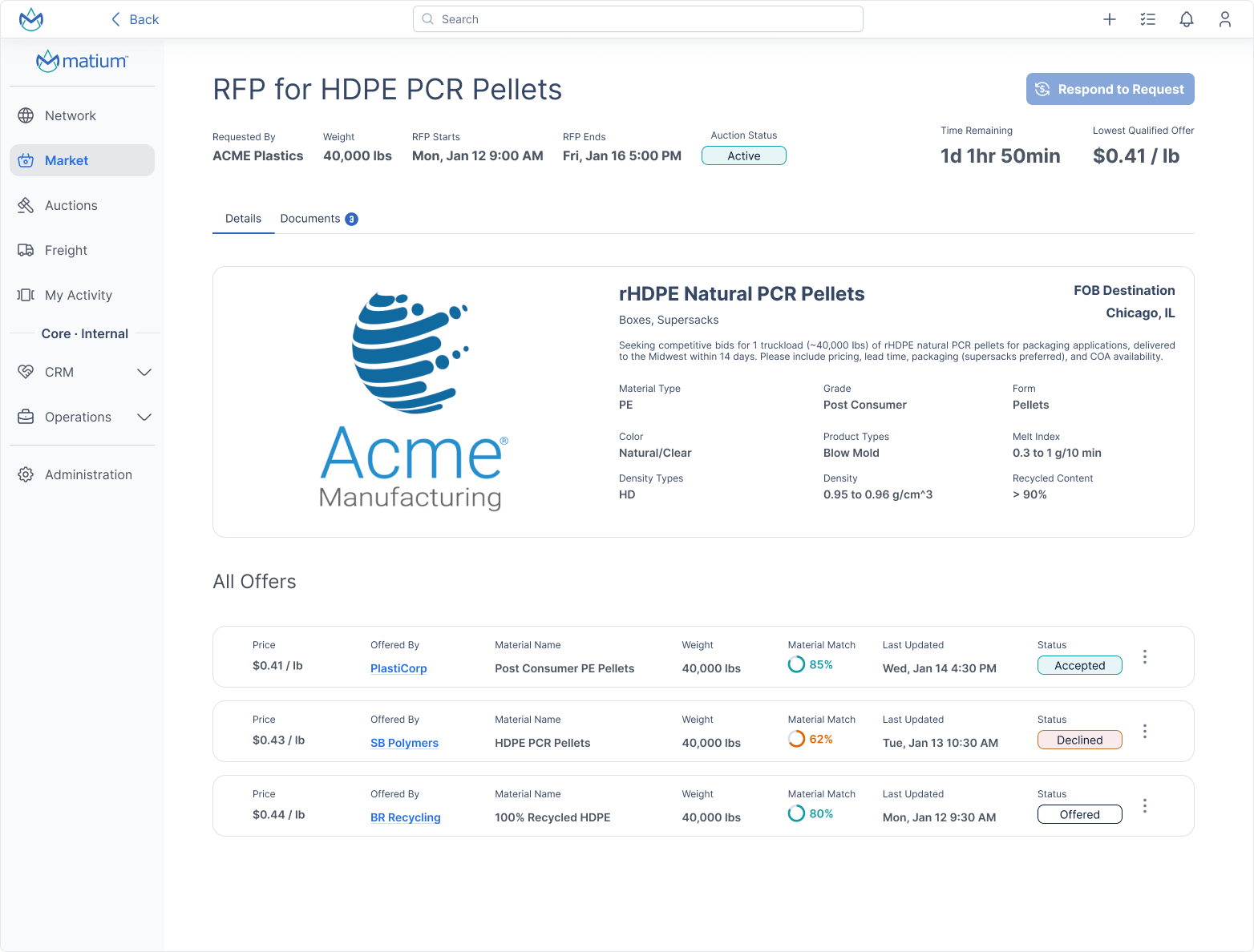 Reverse auction interface
